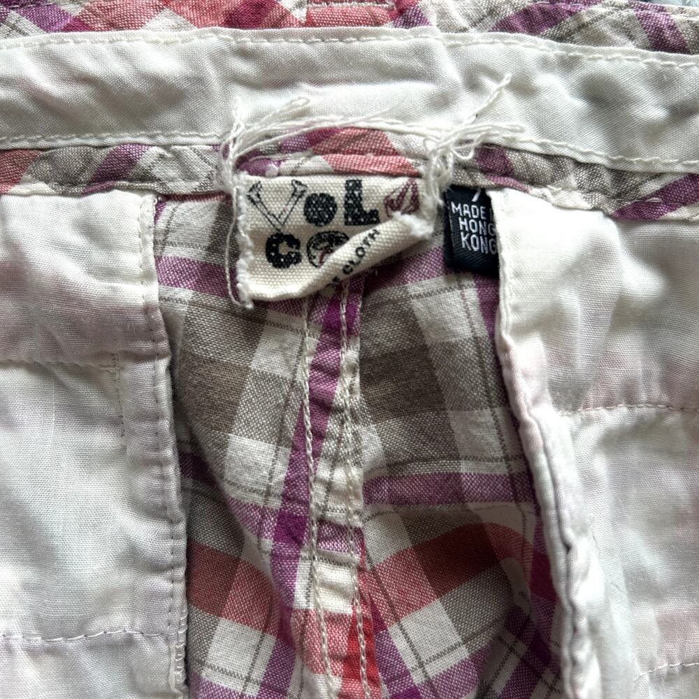 Vintage Y2K Volcom Shorts Plaid Size 7 Preppy Mid Rise Mini Skater Multicolor - Picture 3 of 6